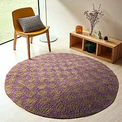 Rund matta - Elsey Natural Cotton Shaggy (brun/lila)