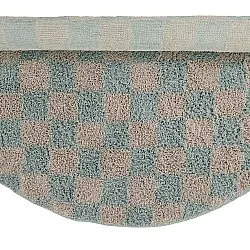Rund matta - Elsey Natural Cotton Shaggy (grå/rosa)