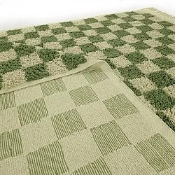Ryamattor - Elsey Natural Cotton Shaggy (grön/beige)