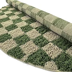 Rund matta - Elsey Natural Cotton Shaggy (grön/beige)
