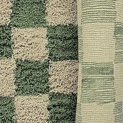 Rund matta - Elsey Natural Cotton Shaggy (grön/beige)