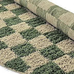 Rund matta - Elsey Natural Cotton Shaggy (grön/beige)