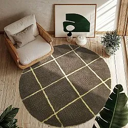 Rund matta - Bellevue Natural Cotton Shaggy (brun/gul)