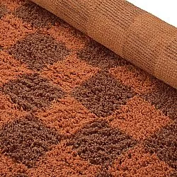 Rund matta - Elsey Natural Cotton Shaggy (orange/röd)