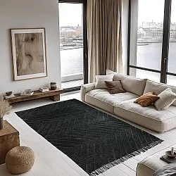 Ryamattor - Farley Natural Cotton Shaggy (svart)