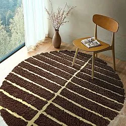 Rund Matta - Ikara Natural Cotton Shaggy (brun)
