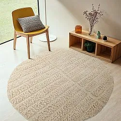 Rund Matta - Ikara Natural Cotton Shaggy (creme)