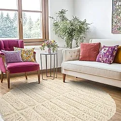 Rund Matta - Ikara Natural Cotton Shaggy (creme)