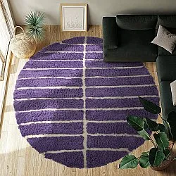 Rund Matta - Ikara Natural Cotton Shaggy (lila)