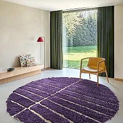 Rund Matta - Ikara Natural Cotton Shaggy (lila)
