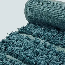 Rund Matta - Ikara Natural Cotton Shaggy (turkos)
