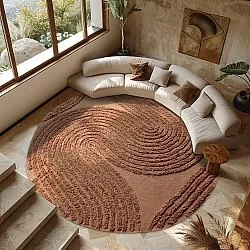 Rund matta - Jovie Natural Cotton Shaggy (terracotta)