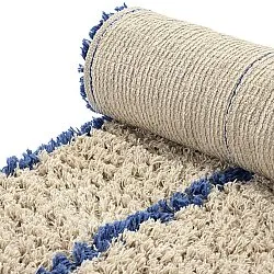Ryamattor - Kairi Natural Cotton Shaggy (beige/blå)