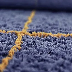 Rund Matta - Lana Natural Cotton Shaggy (blå/gul)