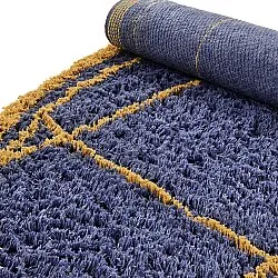 Rund Matta - Lana Natural Cotton Shaggy (blå/gul)