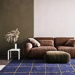 Ryamattor - Lana Natural Cotton Shaggy (blå/gul)