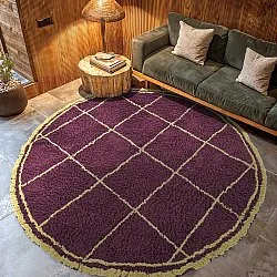 Rund Matta - Lana Natural Cotton Shaggy (vinröd/gul)
