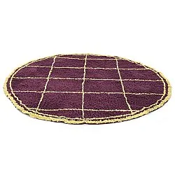 Rund Matta - Lana Natural Cotton Shaggy (vinröd/gul)