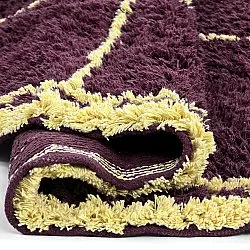 Rund Matta - Lana Natural Cotton Shaggy (vinröd/gul)