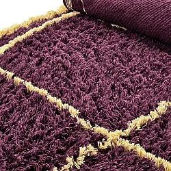 Rund Matta - Lana Natural Cotton Shaggy (vinröd/gul)