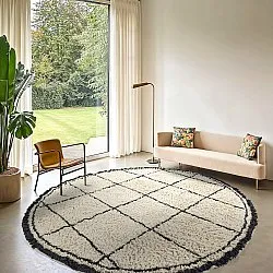 Rund Matta - Lana Natural Cotton Shaggy (creme/mörkgrå)