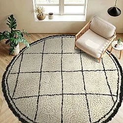 Rund Matta - Lana Natural Cotton Shaggy (creme/mörkgrå)