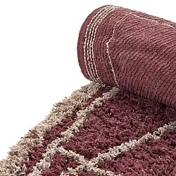 Rund Matta - Lana Natural Cotton Shaggy (taupe/röd)