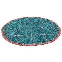Rund Matta - Lana Natural Cotton Shaggy (turkos/rosa)