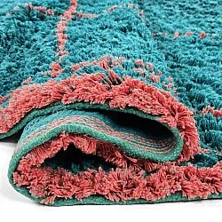 Rund Matta - Lana Natural Cotton Shaggy (turkos/rosa)