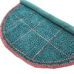 Rund Matta - Lana Natural Cotton Shaggy (turkos/rosa)