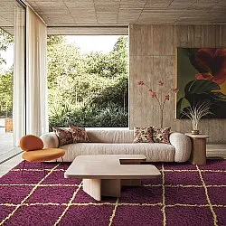Ryamattor - Lana Natural Cotton Shaggy (vinröd/gul)