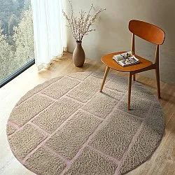 Rund matta - Lindley Natural Cotton Shaggy (beige/rosa)