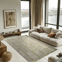 Ryamattor - Lindley Natural Cotton Shaggy (greige/grön)