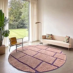 Rund matta - Lindley Natural Cotton Shaggy (rosa/lila)