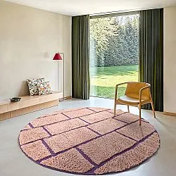 Rund matta - Lindley Natural Cotton Shaggy (rosa/lila)