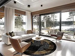 Rund matta - Myra (svart/guld)