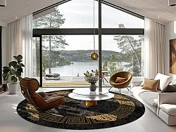 Rund matta - Myra (svart/guld)