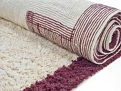 Rund matta - Ricco Natural Cotton Shaggy (offwhite/vinröd)