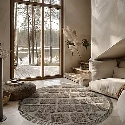 Rund matta - Salem Natural Cotton Shaggy (taupe)