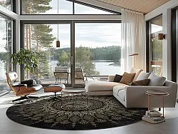 Rund matta - Sandrigo (svart/guld)