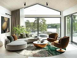 Rund matta - Tamalous (beige/grön)