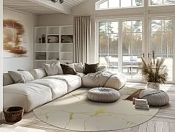 Rund matta - Vieste (beige/guld)