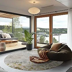 Rund matta - Maude (grå/guld)