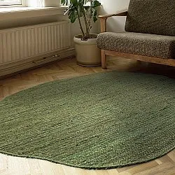 Oregelbundet rund jutematta - Flätan (militärgrön)