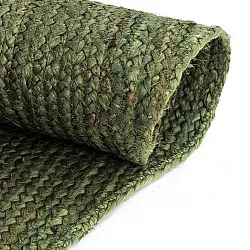 Oregelbundet rund jutematta - Flätan (militärgrön)