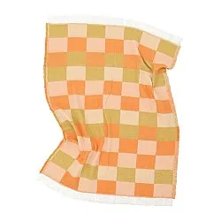 Filtar - Pläd i ullmix - Audrey Check (beige/gul/orange)