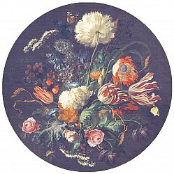 Rund matta - Rich Flowers (blå)