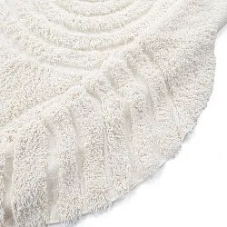 Rund matta - Lindos Natural Cotton Shaggy (vit)