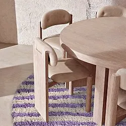 Rund matta - Thira Stripe Cotton Shaggy (creme/ljuslila)