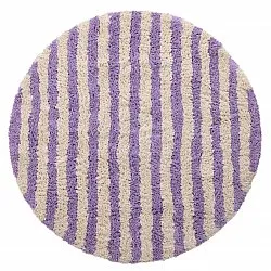 Rund matta - Thira Stripe Cotton Shaggy (creme/ljuslila)